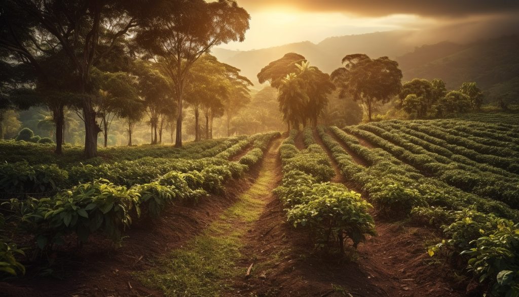 Quienes Somos 4 green leaves tea crop mountain meadow generative ai