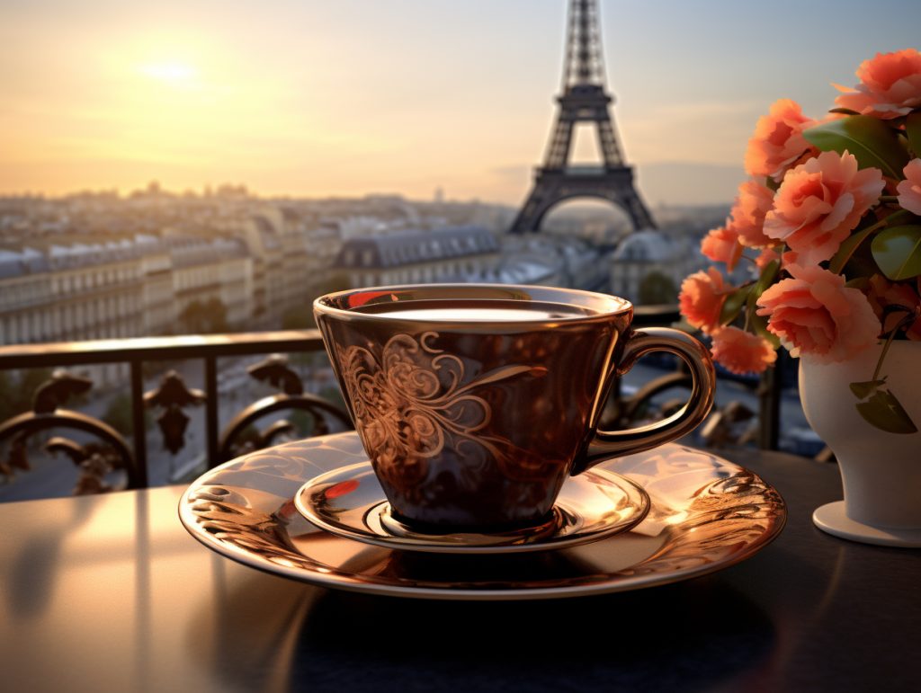 La Cultura del Café en Europa: Tendencias y Preferencias de los Consumidores Europeos 🇪🇺☕ 2 old fashioned cup with paris city view